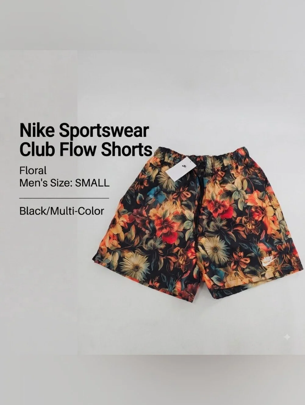 Nike Sportswear Club Flow Floral Shorts Standard Fit Above Knee Length Men's